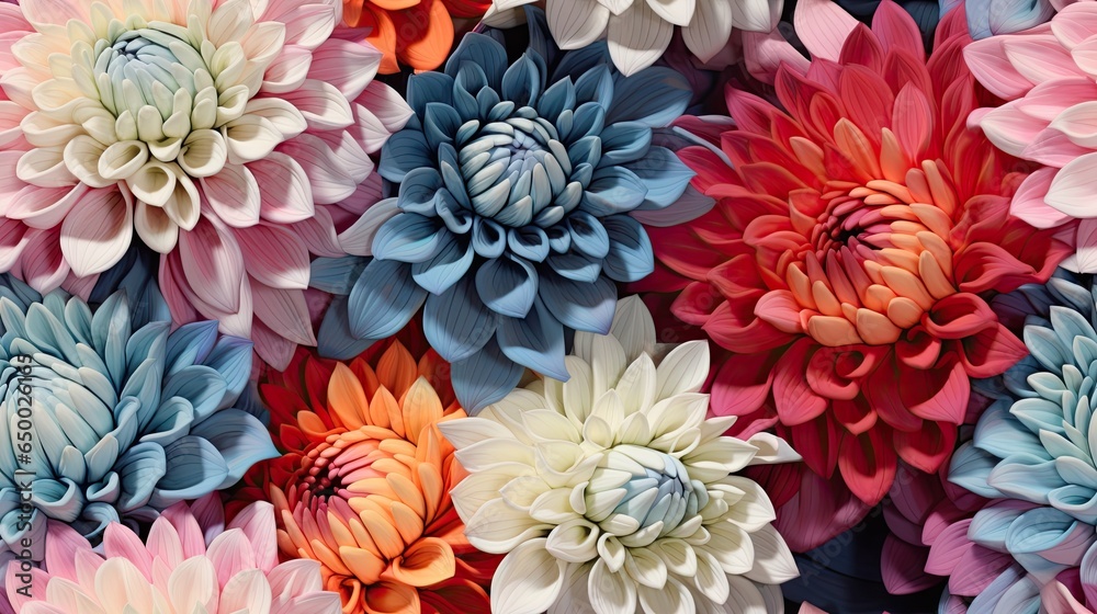  a close up of a bunch of flowers with many colors.  generative ai