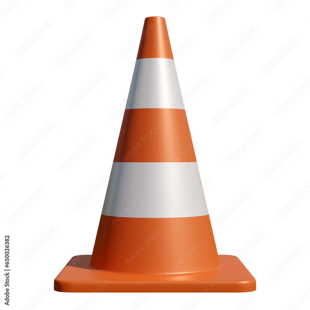 Realistic traffic cone isolated on white background, 3D illustration. Realistic traffic cone isolated on white background, 3D illustration.