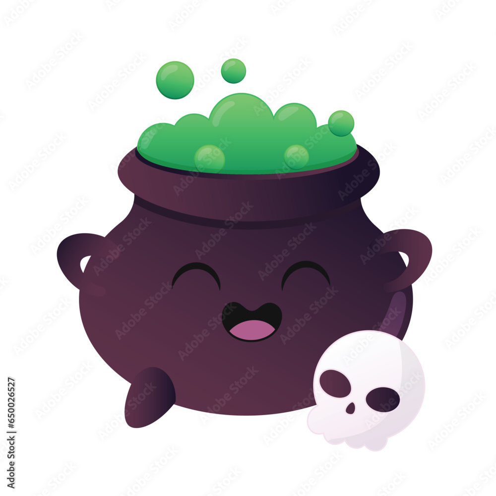 Poison in Cauldron With Skull Playful | Halloween Sticker Poison in Cauldron With Skull Playful | Halloween Sticker