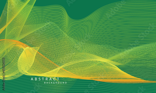 abstract background with shining waves. Shiny moving lines design element. Green yellow gradient flowing wave lines modern version two. Futuristic technology concept. Vector illustration