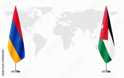 Armenia  and Jordan flags for official meeting