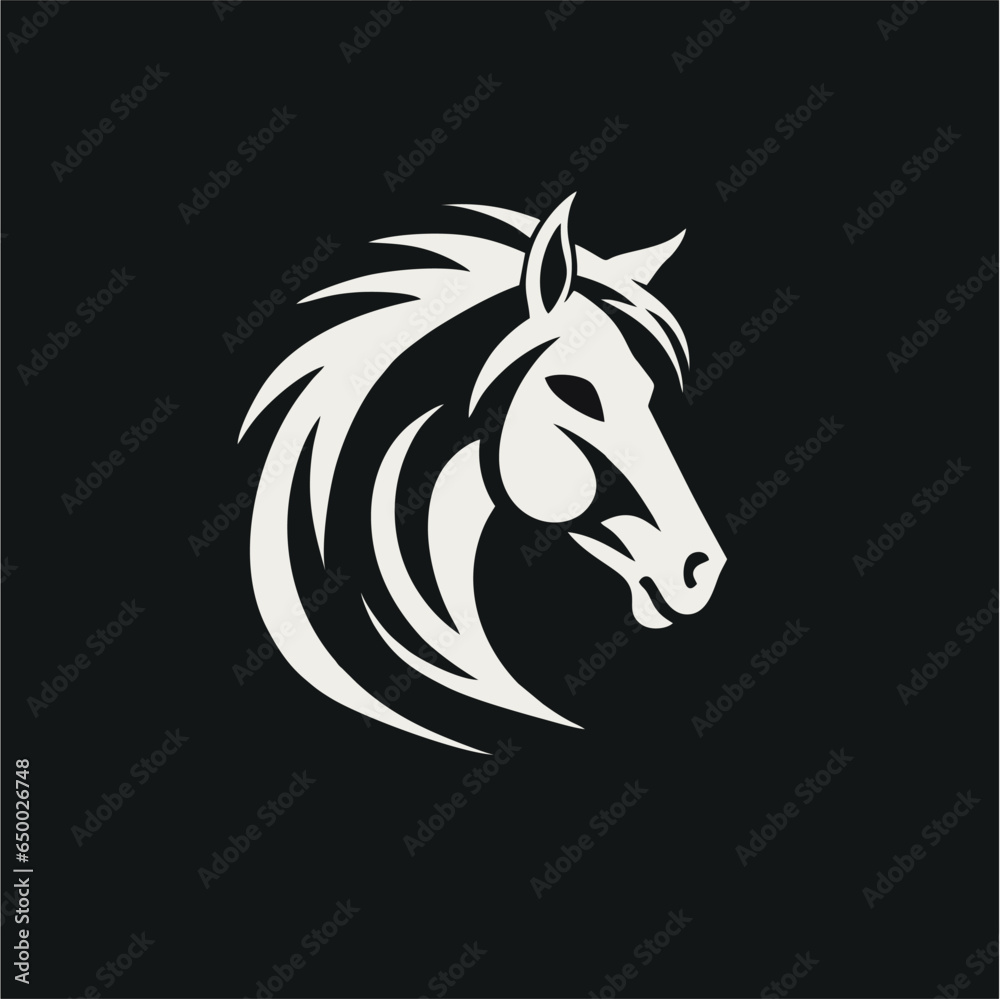 Horse head animal logo line art illustration design, on a black background Horse head animal logo line art illustration design, on a black background