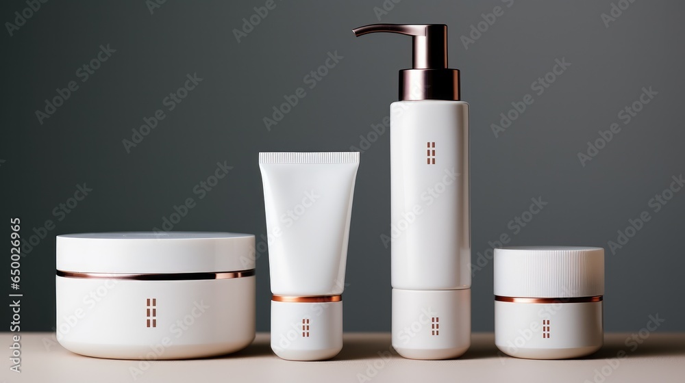 Cosmetic bottles skin care, Package perfume lotion, Products branding mockup.