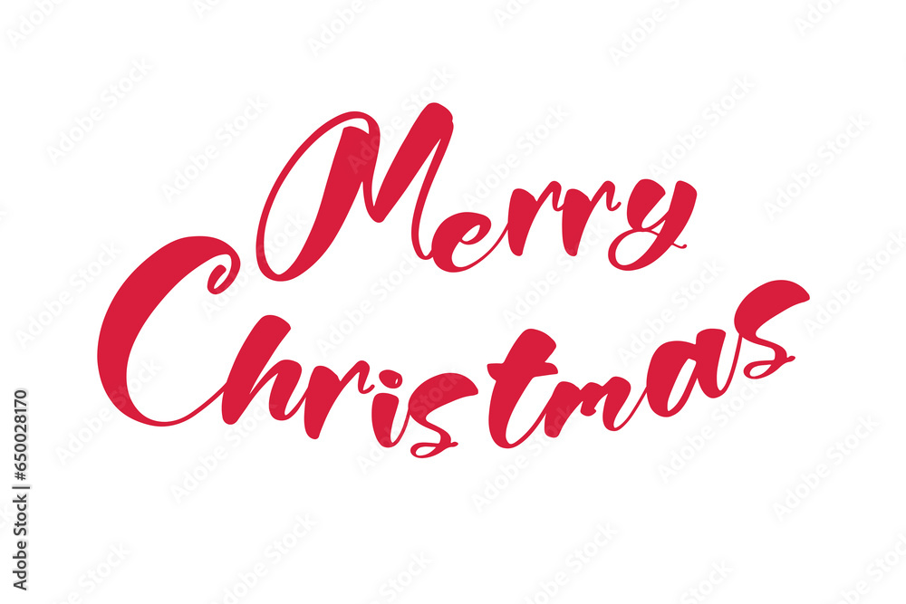 Merry Christmas hand calligraphy isolated on white background.