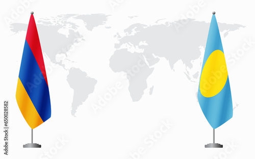 Armenia  and Palau flags for official meeting