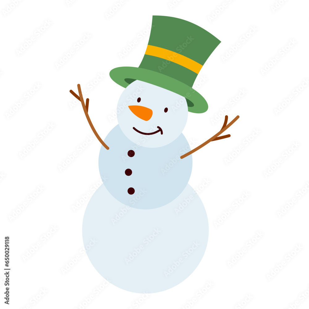 Flat Snowman Character. Christmas Event. Vector Illustration