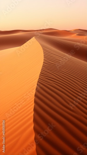 A stunning desert landscape at sunset with majestic sand dunes