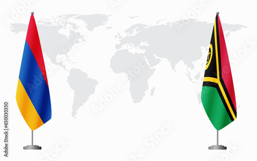 Armenia  and Vanuatu flags for official meeting