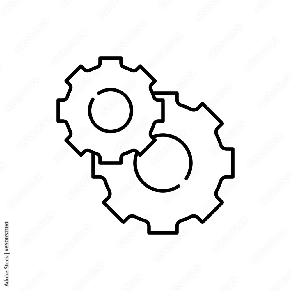 Setting project management icon with black outline. gear, setting, work, engine, technology, concept, symbol. Vector illustration Setting project management icon with black outline. gear, setting, work, engine, technology, concept, symbol. Vector illustration