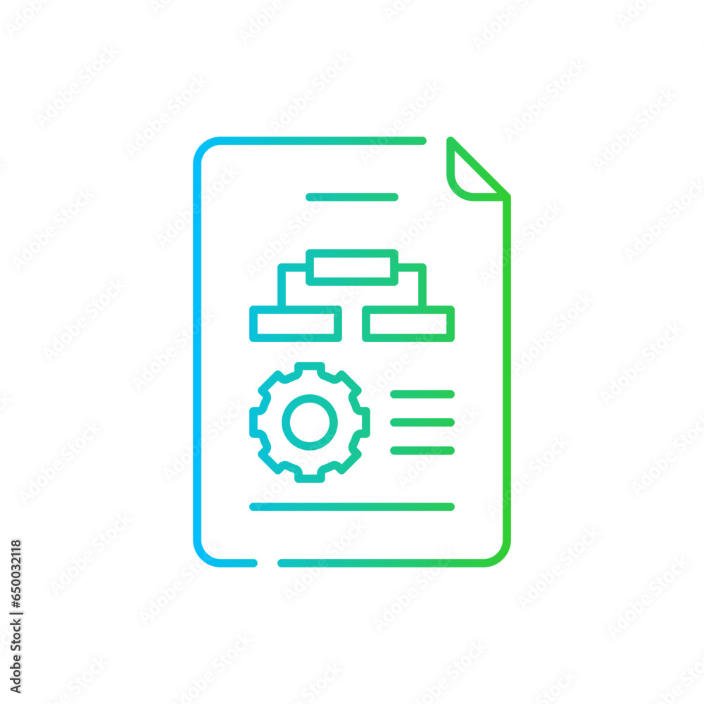 Implementation project management icon with blue and green gradient outline. business, strategy, implement, concept, management, technology, innovation. Vector illustration Implementation project management icon with blue and green gradient outline. business, strategy, implement, concept, management, technology, innovation. Vector illustration