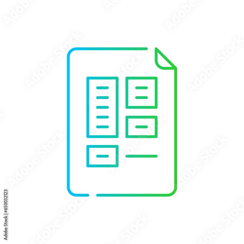 Dashboard project management icon with blue and green gradient outline. business, data, chart, dashboard, graph, analytics, report. Vector illustration © SkyPark