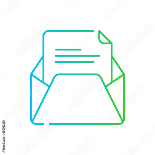Email project management icon with blue and green gradient outline. email, web, mail, message, internet, business, communication. Vector illustration