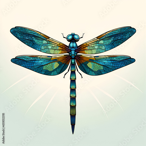 Artistic Cartoon Style Dragon Fly Drawing Painting