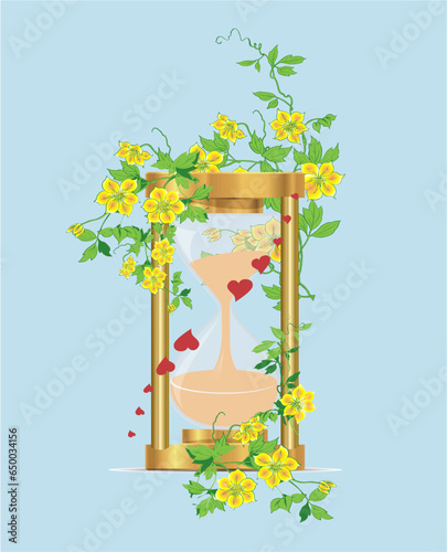 composition showing the passage of time in the form of falling sand