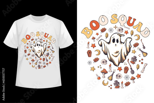 Boo Squad - Halloween t-shirt design template.
