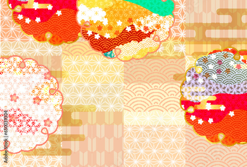 桜　和柄　年賀状　背景