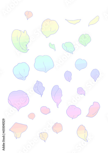 レインボーカラーのバラの花びら