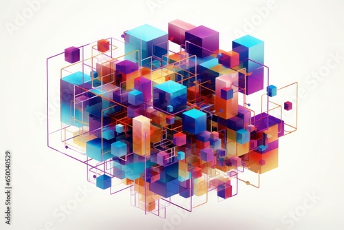 Colorful geometric structure, 3d render, Generative AI