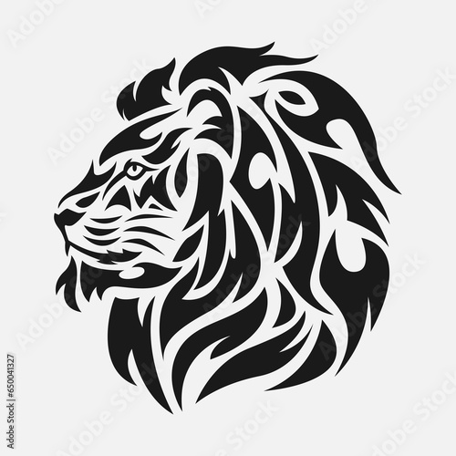 lion head tattoo. vector illustration.