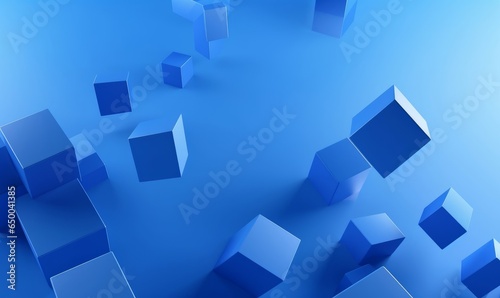 Abstract 3d render  blue geometric background design with cubes  Generative AI