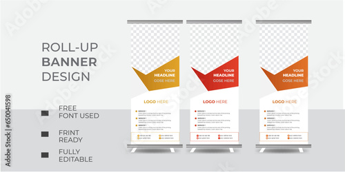 
Business rollup banner design, industrial, company, template, vector, abstract.
