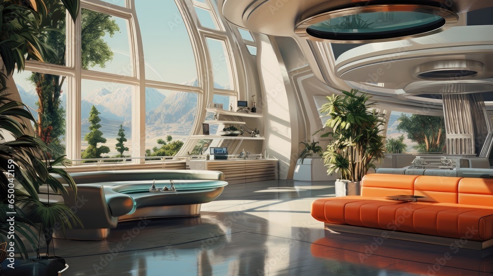 large interior shot of futuristic home