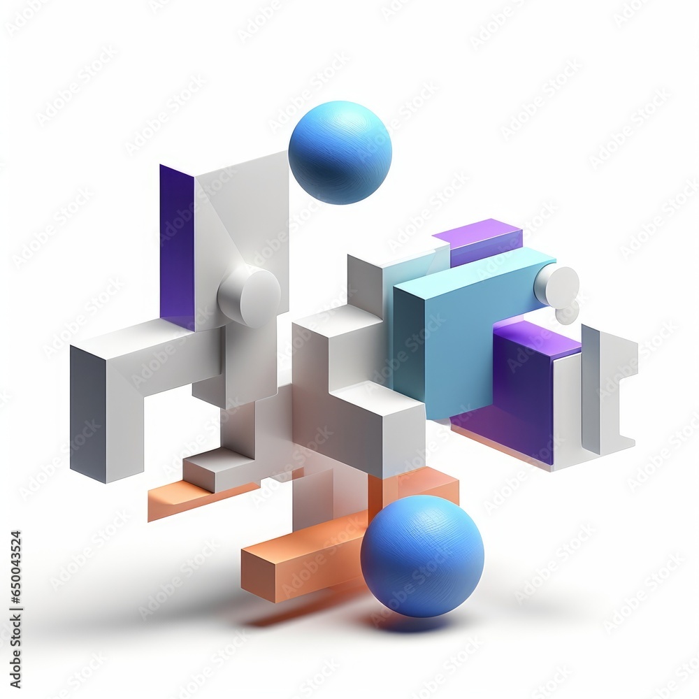 Fototapeta premium Geometric composition, 3d render, Generative AI