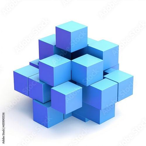 Blue cubes  3d render  Generative AI