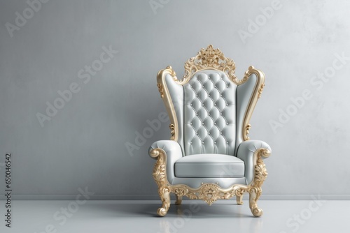 Throne chair grey gold color isolated on plain background © DendraCreative
