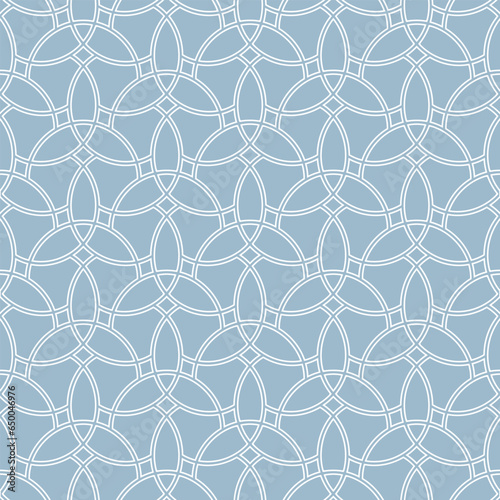 Seamless vector ornament. Modern wavy background. Geometric modern blue and white pattern