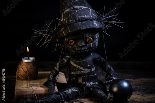 Voodoo Rituals Unveiled, voodoo doll sitting: Generated by AI