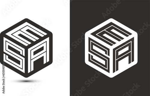 ESA letter logo design with illustrator cube logo, vector logo modern alphabet font overlap style.