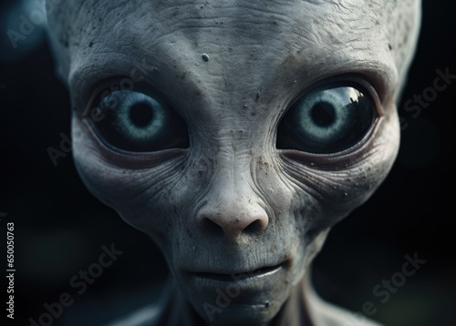 Portrait of alien in the space background.