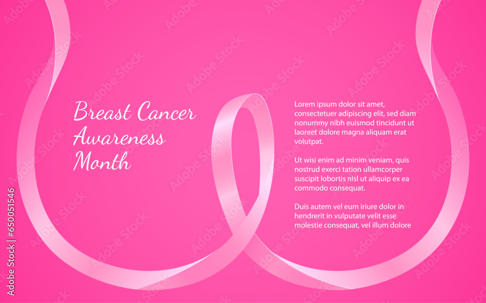 Background template featuring pink ribbons artfully forming the shape of breasts, symbolising Breast Cancer Awareness Month Background template featuring pink ribbons artfully forming the shape of breasts, symbolising Breast Cancer Awareness Month
