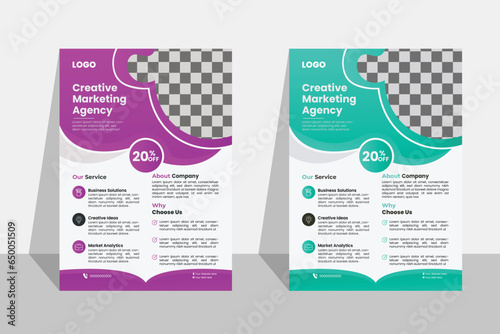 Creative Corporate & Business Flyer Design, a bundle of 2 templates of a4 flyer,  perfect for creative professional business, editable vector template design.
 photo