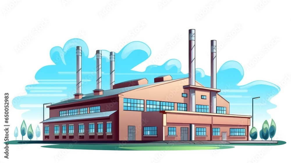 Factory building on white background