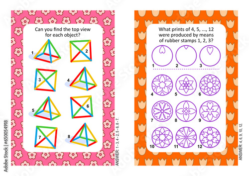 Two puzzle pages for ebooks, books, blogs, magazines, schoolboards, other media, or just for family fun. Complexity level vary. Answers included.
