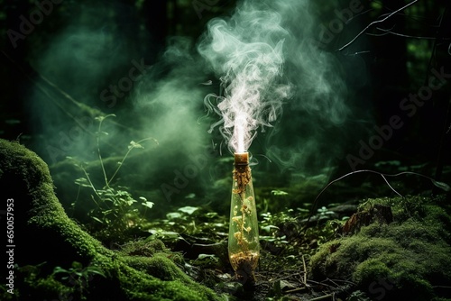 Fototapeta mystical stick conjuring vapour. Generative AI