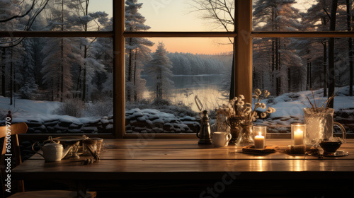Empty table and winter window in background  © Vahid