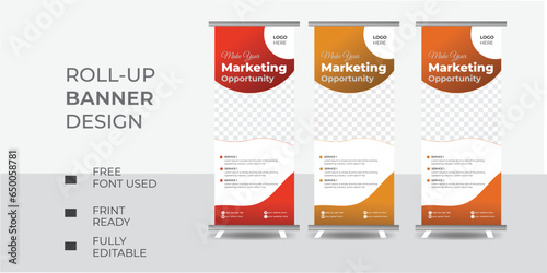 
Business rollup banner design, industrial, company, template, vector, abstract.