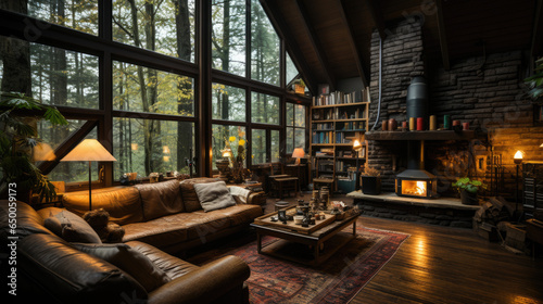 A cozy rustic cabin with charming furniture 