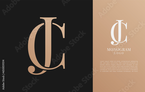 minimalist JC or CJ initial letter vintage brand and logo