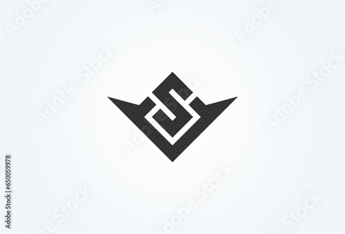 Initial VS or SV  Logo. monogram logo design combination of letters V and S. Flat Vector Logo Design Template, vector illustration