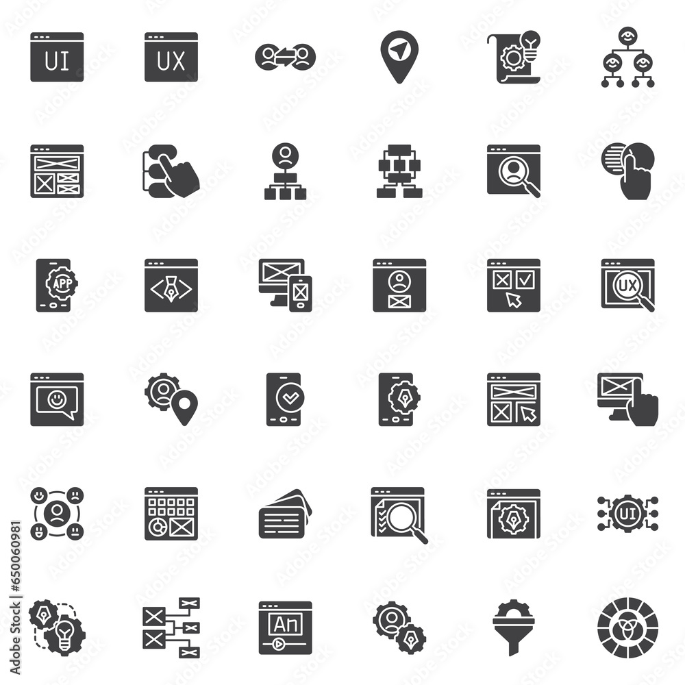 UI and UX design vector icons set UI and UX design vector icons set