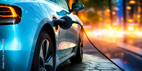 Charging Forward: Electric Vehicle Taps into Eco-Friendly Power © Bartek