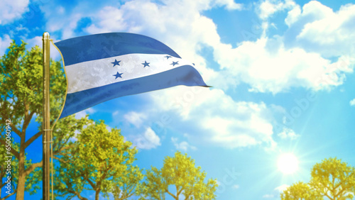 flag of Honduras at sunny day, good weather symbol - nature 3D rendering photo