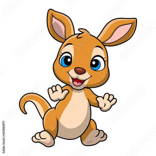 Cute kangaroo cartoon on white background