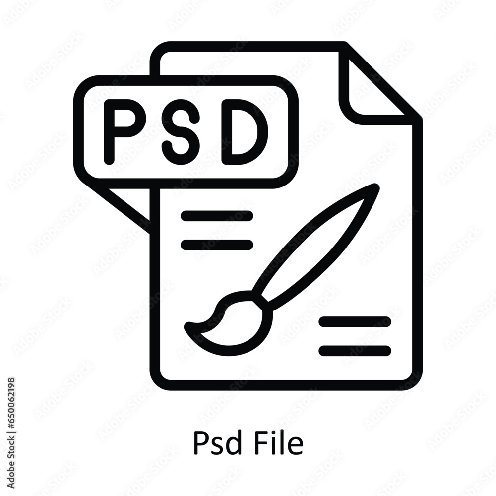 Psd File vector  outline Icon Design illustration. Graphic Design Symbol on White background EPS 10 File
