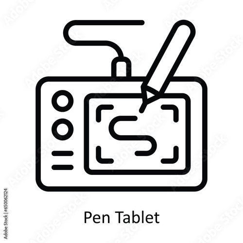Pen Tablet vector  outline Icon Design illustration. Graphic Design Symbol on White background EPS 10 File
 photo