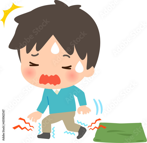 足がしびれて動けない男性